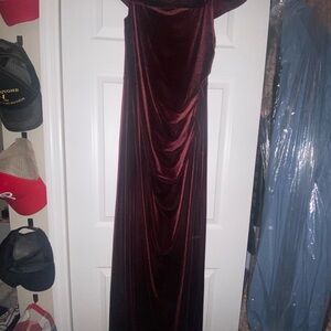 David's Bridal Burgundy Velvet Dress
